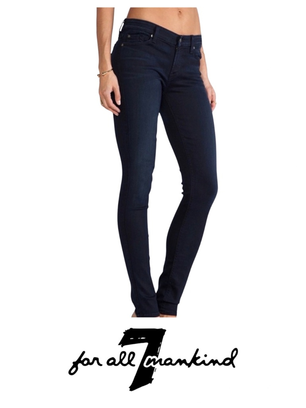 7 For All Mankind Skinny Jeans in Dark Blue Wash, Size 29